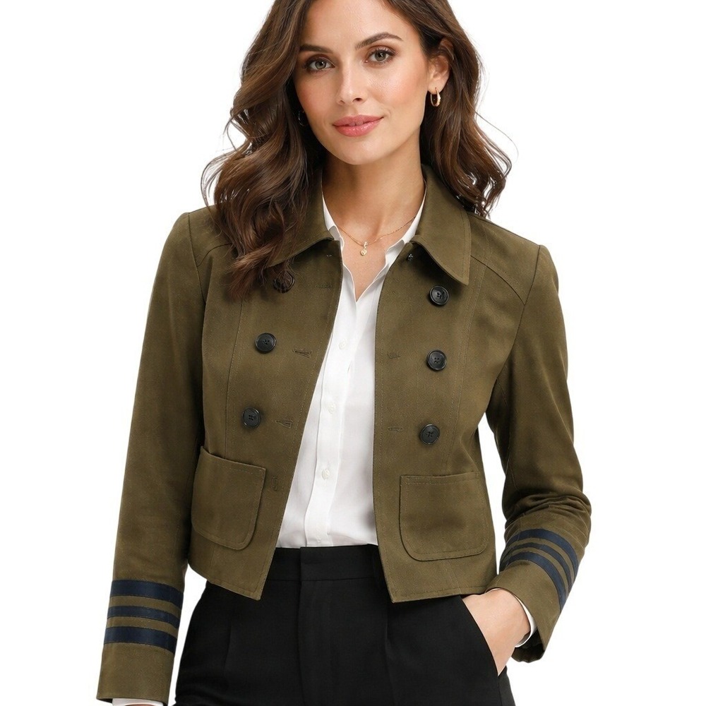 Ann Taylor LOFT Military Style Olive Green Jacket Career‎ Work Job Womens Size 2